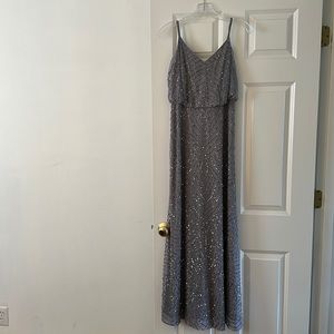 Adrianna Parelli silver sequin beaded gown